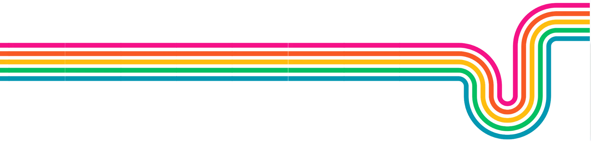 Colorful ribbon design representing Knobbles' vibrant interactive experience