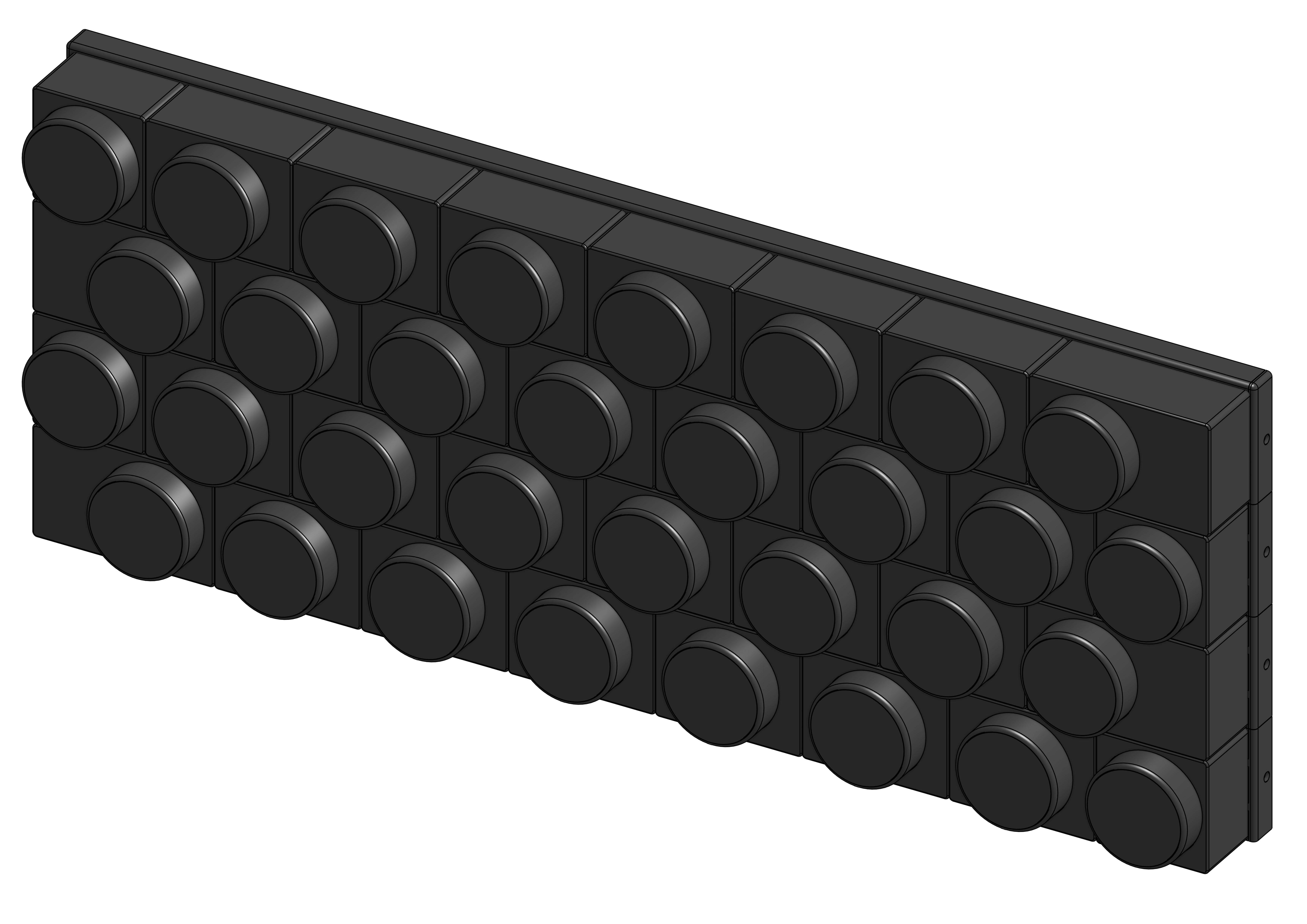 Knobbles Classic Mini — a compact 10×4 grid of 40 illuminated, color-changing interactive knobs mounted on a wall panel.